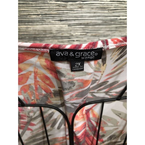 2X Plus Floral Multicolor Top Blouse Stretch - Picture 6 of 6